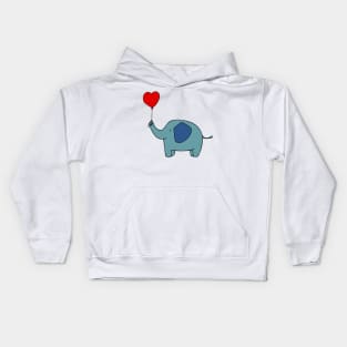 Never Forget I Love You, Cute Elephant with Heart Balloon Kids Hoodie